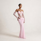 Lace Mermaid Dress | Transform each uploaded image into a high-end fashion studio photograph while preserving the original model and dress exactly as they are.